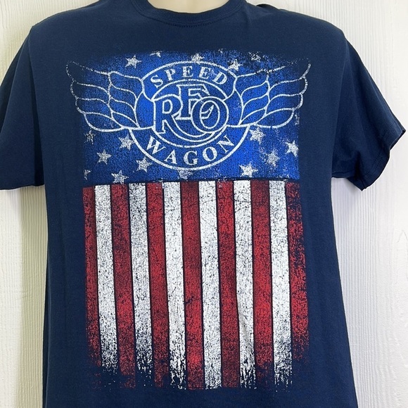 Gildan - REO Speed Wagon 2019 Tour Shirt Navy Blue Short Sleeve T Shirt Medium - Picture 3 of 9
